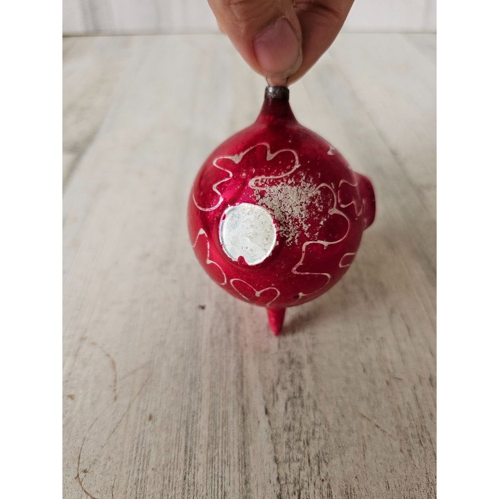 Vintage Germany unique red ball ornament Xmas‎ tree swirls